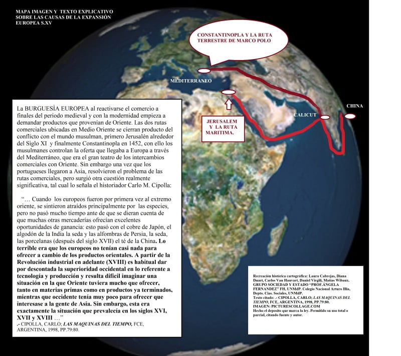 Rutas comerciales entre Europa, Medioriente y Oriente antes del bloqueo musulmán