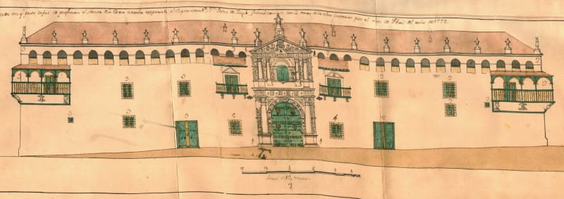 Plano Nº4 Facsimiles de los planos del frente primitivo y del frente reformado de la Casa de la Moneda de Potosí, con los arreglos del frente.