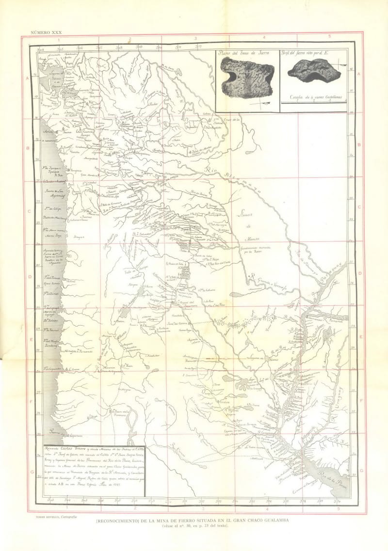 Mapa de (Reconocimiento) de la mina de fierro situada en el gran Chaco Gualamba (1783)