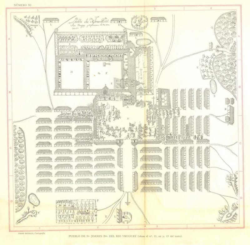 Mapa del Pueblo de San Joanes Bta. del Río Vuruguay y explicación de su contenido.