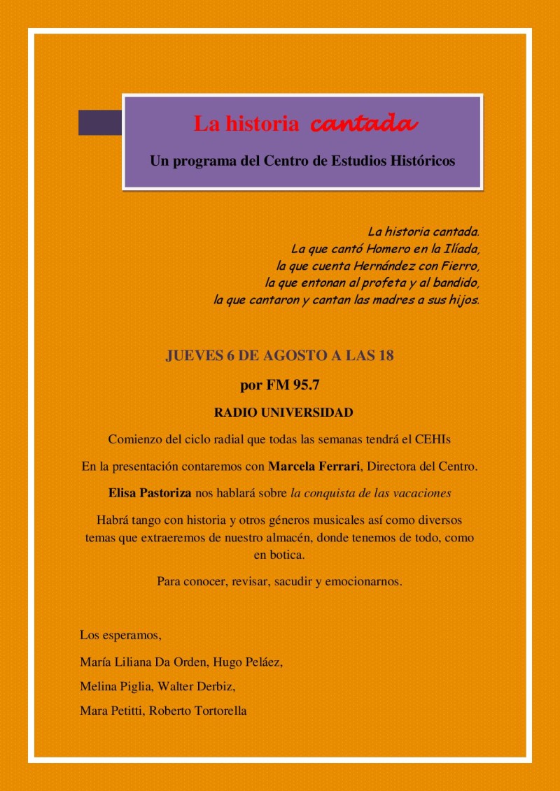 La historia cantada. Un programa del Centro de Estudios Históricos (CeHis) 2015