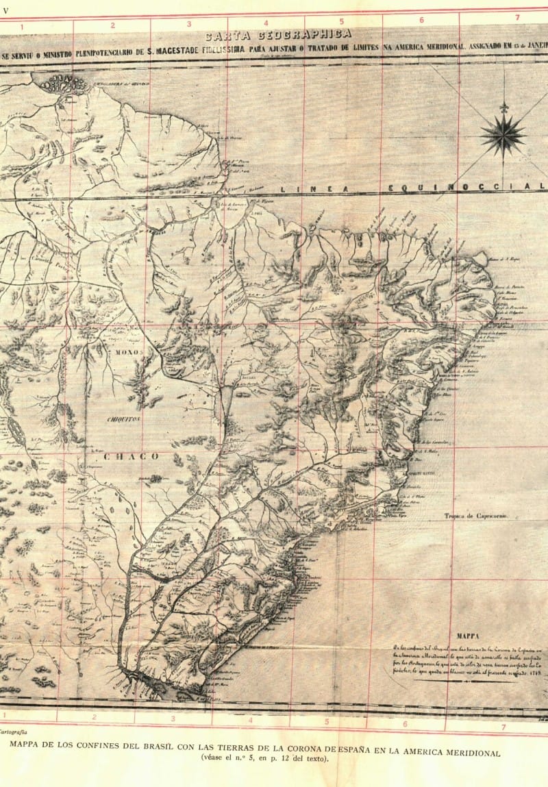5.- Mapa/De los confines del Brasil con las tierras de la corona de España en/la América Meridional (1749
