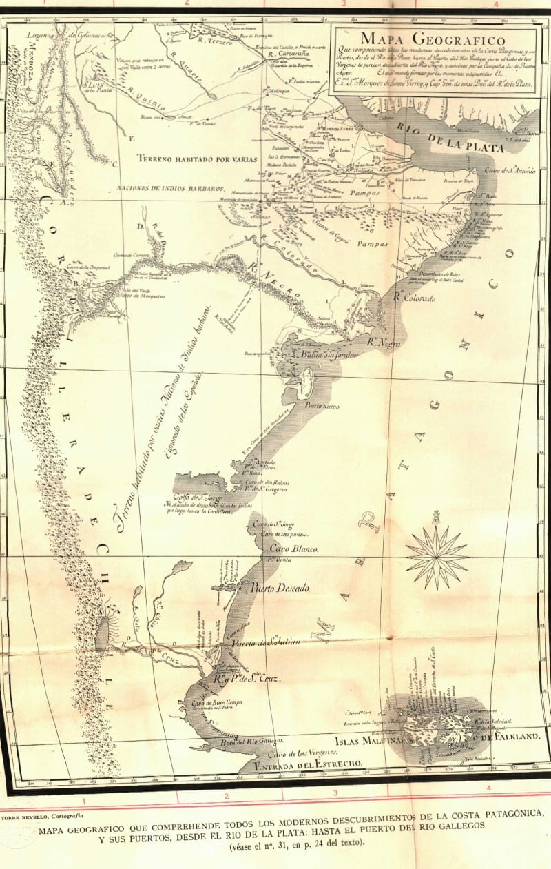 31º- Mapa Geografico//Que comprende todos los modernos descubrimientos de la Costa Patagónica. (1786)