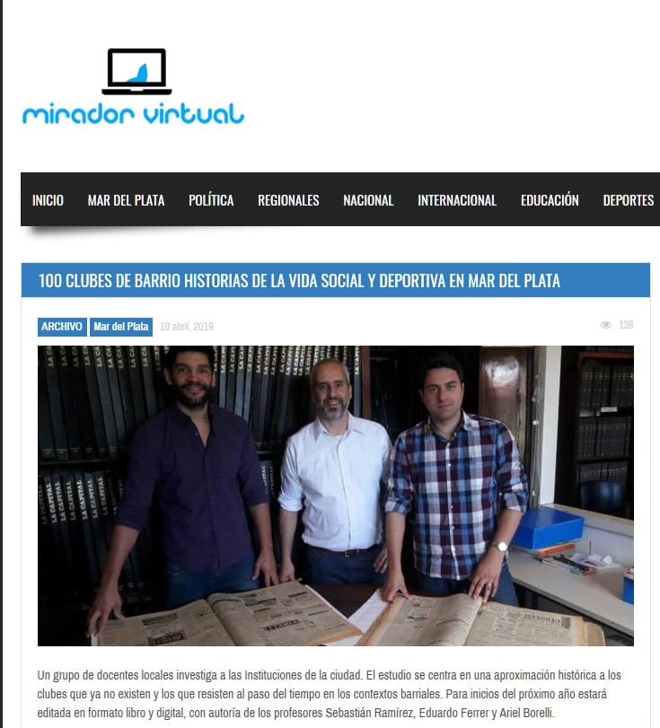 100 CLUBES DE BARRIO. Historia de la vida social y deportiva de Mar del Plata.