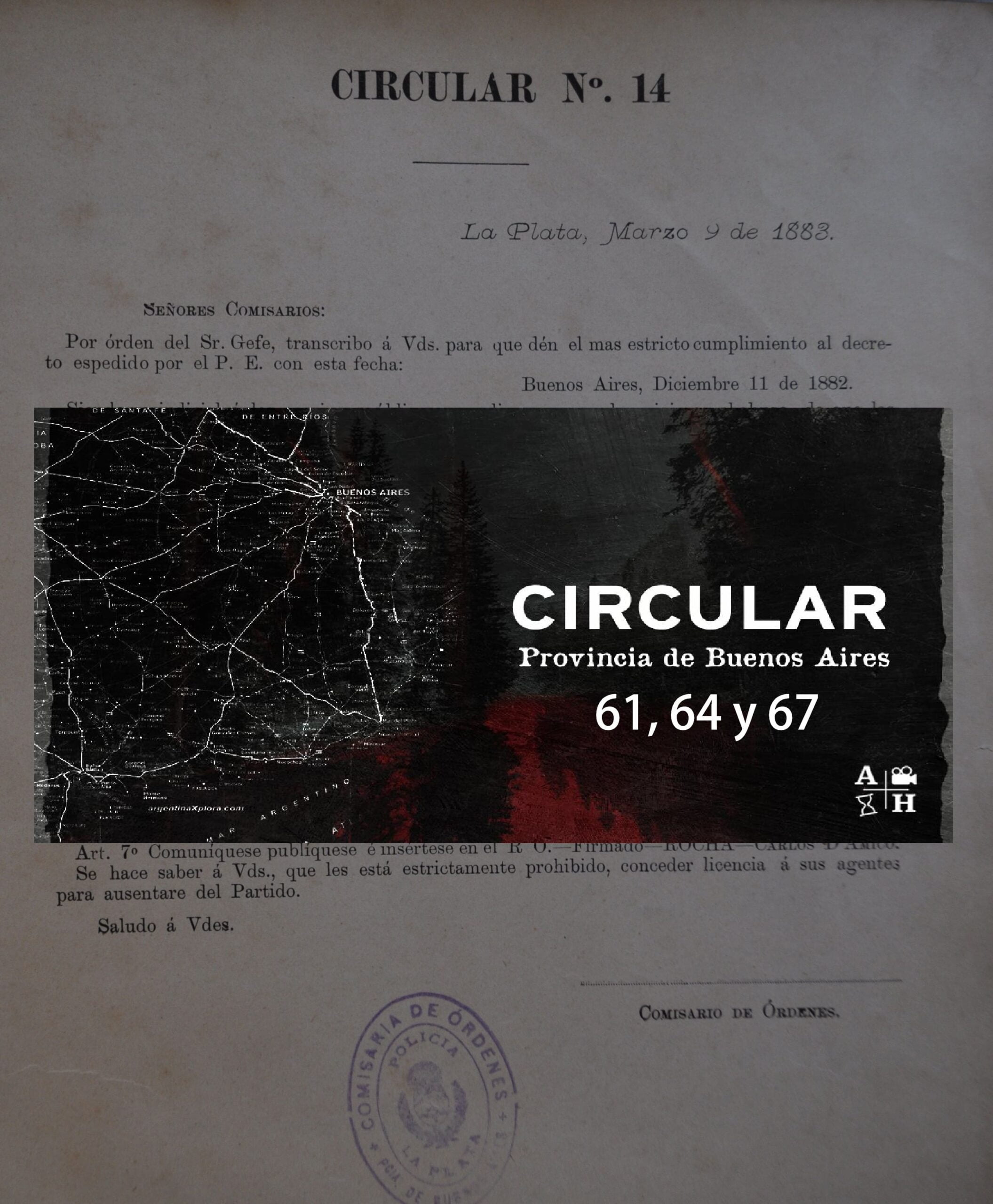 Comisaría de Órdenes de la Policía de la Provincia de Buenos Aires (1883-1890). Circulares 61, 64 y 67.